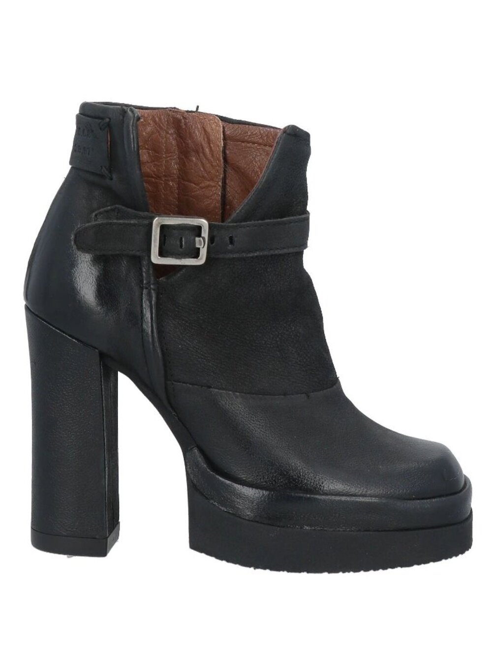 A.S.98 Vivent Platform Ankle Boots Size 39 8.5 9 Chunky Block Heel Black Leather